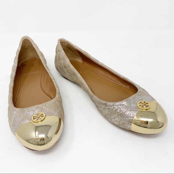 Tory Burch Quilted Cap Toe Ballet Flats Size 7 - Picture 3 of 8